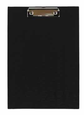 Klemmbrett / Schreibplatte / Klemmplatte A4 economy aus Graupappe, mit PVC-Folien-Überzug, mit Drahtbügelklemme, leinengeprägt, Farbe: schwarz - 1 Stück