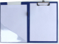 Preview: Klemmbrettmappe / Schreibmappe / Clipboard-Mappe A4 economy aus Graupappe, mit PVC-Folien Überzug, mit Drahtbügelklemme und Vorderdeckel, leinengeprägt, Farbe: blau - 1 Stück