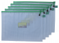 Mobile Preview: Kleinkrambeutel A3 Mesh Bag Reißverschlussbeutel aus faserverstäkrter PVC-Folie mit grünem Reißverschluss – 5 Stück