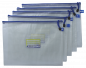 Preview: Kleinkrambeutel A4XL Mesh Bag Reißverschlussbeutel aus faserverstärkter PVC-Folie mit blauem Reißverschluss – 5 Stück