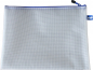 Preview: Kleinkrambeutel A4+ Mesh Bag Reißverschlussbeutel aus faserverstärktem EVA PVC-Frei mit blauem Reißverschluss – 5 Stück
