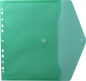 Preview: Dokumententaschen Sammelmappen Sichttaschen A4 quer transparent grün - Dokumentenmappe zum Abheften mit EURO-Lochung, Abheftrand, Klappe und Klettverschluss - 10 Stück