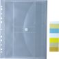 Preview: Dokumententaschen A4 quer mit Klettverschluss, Abheftrand, 2 CD-Taschen, 20mm Füllhöhe transparent klar, aus PP - 5 Stück