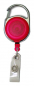 Mobile Preview: JOJO – Ausweishalter Ausweisclip Schlüsselanhänger runde Form Metallumrandung Druckknopfschlaufe Farbe transparent pink - 10 Stück
