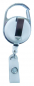 Mobile Preview: JOJO – Ausweishalter Ausweisclip Schlüsselanhänger runde Form Metallumrandung Druckknopfschlaufe Farbe weiß- 10 Stück