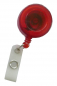 Mobile Preview: JOJO – Ausweishalter Ausweisclip Schlüsselanhänger, runde Form, Gürtelclip, Druckknopfschlaufe, Farbe transparent rot - 100 Stück