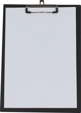 Klemmbrett A4 aus Graupappe, mit PVC-Folienüberzug, Farbe: schwarz – 1 Stück