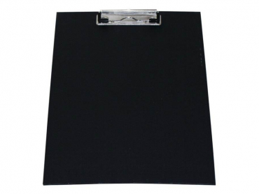 Klemmbrett / Schreibplatte / Klemmplatte A4 economy aus Graupappe, mit PVC-Folien-Überzug, mit Drahtbügelklemme, leinengeprägt, Farbe: schwarz - 10 Stück