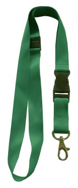 Umhängeband / Lanyards / Schlüsselanhänger aus Polyester mit drehbarem Karabinerhaken, mit Steckschnalle und Sicherheitsbruchstelle, Farbe: grün - 100 Bänder