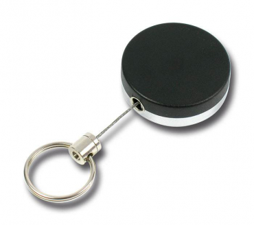 JOJO – Ausweishalter Ausweisclip Schlüsselanhänger, runde Form, aus Metall, Gürtelclip, Schlüsselring, Farbe schwarz/silber - 10 Stück