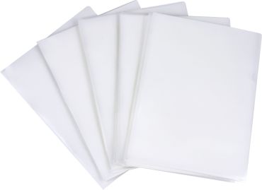 100 Stück Sichthüllen / Aktenhüllen / Dokumentenhüllen A4, 120my, aus PP, mit Daumenaussparung, oben und seitlich offen, Farbe: transparent genarbt