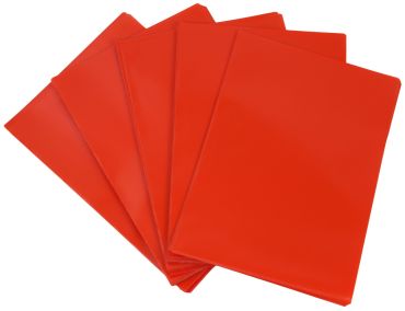 Sichthüllen / Aktenhüllen / Dokumentenhüllen A4, 120my, aus PP, mit Daumenaussparung, oben und seitlich offen, Farbe: transparent rot genarbt - 100 Stück