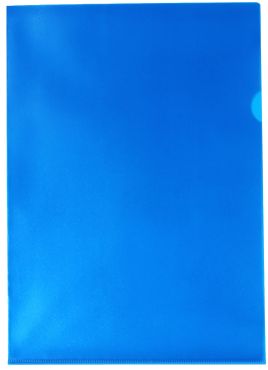 Sichthüllen / Aktenhüllen / Dokumentenhüllen A4, 120my, aus PP, mit Daumenaussparung, oben und seitlich offen, Farbe: transparent genarbt blau - 100 Stück