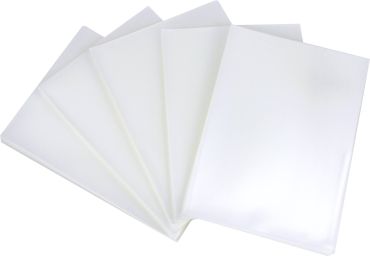 100 Stück Sichthüllen / Aktenhüllen / Dokumentenhüllen A4, 150my, aus PP, mit Daumenaussparung, oben und seitlich offen, Farbe: transparent genarbt