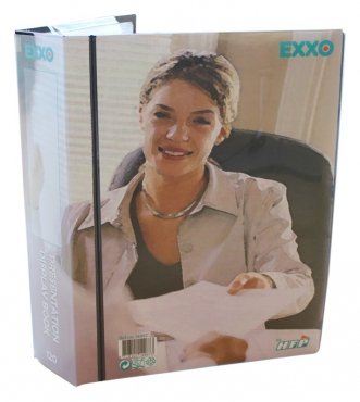 EXXO by HFP Präsentationsbuch / Sichthüllenmappe / Sichtbuch, A4, aus PP, mit 120 fest eingeschweißten und oben offenen Klarsichthüllen, mit klarer Außentasche und Innentasche auf dem Vorderdeckel, Farbe: schwarz – 1 Stück