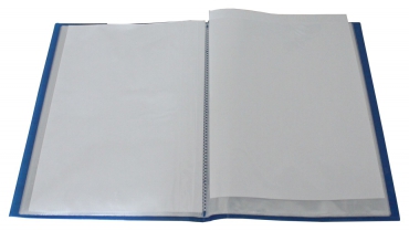 EXXO by HFP Flexibles Sichtbuch / Sichthüllenmappe / Soft-Schtbuch, A4, aus PP, mit 40 fest eingeschweißten und oben offenen Klarsichthüllen, mit Hülle auf dem Front- und Rückendeckel, Farbe: transparent blau – 1 Stück