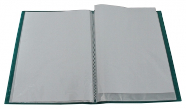 EXXO by HFP Flexibles Sichtbuch / Sichthüllenmappe / Soft-Schtbuch, A4, aus PP, mit 10 fest eingeschweißten und oben offenen Klarsichthüllen, mit Hülle auf dem Front- und Rückendeckel, Farbe: transparent türkis – 1 Stück