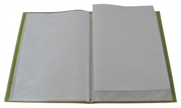 EXXO by HFP Flexibles Sichtbuch / Sichthüllenmappe / Soft-Schtbuch, A4, aus PP, mit 40 fest eingeschweißten und oben offenen Klarsichthüllen, mit Hülle auf dem Front- und Rückendeckel, Farbe: transparent limone– 1 Stück