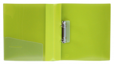 EXXO by HFP Ringbuch / Ringmappe / Ringordner, A4, aus PP, mit Stegtasche und Innentasche, mit 2er D-Ring-Mechanik, Farbe: transparent limone– 1 Stück