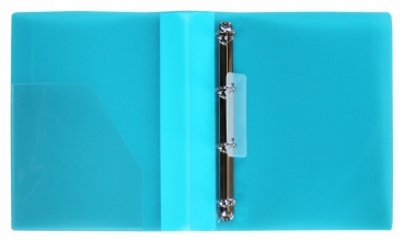EXXO by HFP Ringbuch / Ringmappe / Ringordner, A4, aus PP, mit Stegtasche und Innentasche, mit 4er D-Ring-Mechanik, Farbe: transparent türkis– 1 Stück