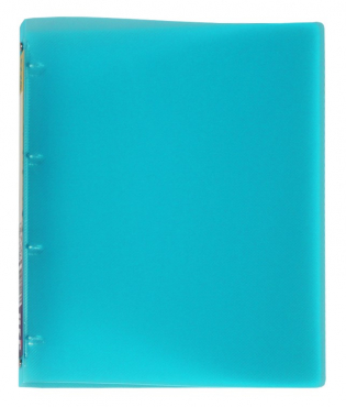 EXXO by HFP Ringbuch / Ringmappe / Ringordner, A4, aus PP, mit 4er Rundringmechanik und selbstklebenden Rückenschild, Farbe: transparent türkis – 1 Stück