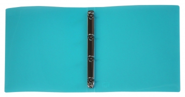 EXXO by HFP Ringbuch / Ringmappe / Ringordner, A4, aus PP, mit 4er Rundringmechanik und selbstklebenden Rückenschild, Farbe: transparent türkis – 1 Stück