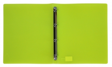 EXXO by HFP Ringbuch / Ringmappe / Ringordner, A4, aus PP, mit 4er Rundringmechanik und selbstklebenden Rückenschild, Farbe: transparent limone – 1 Stück
