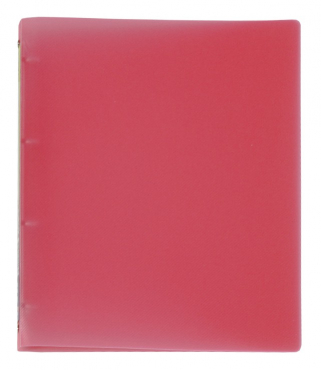 EXXO by HFP Ringbuch / Ringmappe / Ringordner, A4, aus PP, mit 4er Rundringmechanik und selbstklebenden Rückenschild, Farbe: transparent rot – 1 Stück