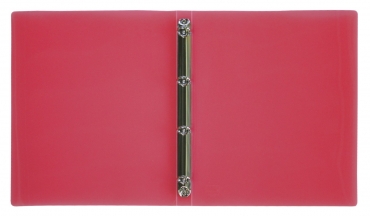 EXXO by HFP Ringbuch / Ringmappe / Ringordner, A4, aus PP, mit 4er Rundringmechanik und selbstklebenden Rückenschild, Farbe: transparent rot – 1 Stück