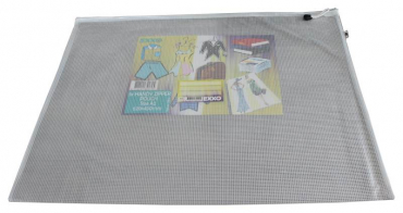 Kleinkrambeutel A2 Mesh Bag Reißverschlussbeutel aus faserverstärkter PVC-Folie mit weißem Reißverschluss – 5 Stück