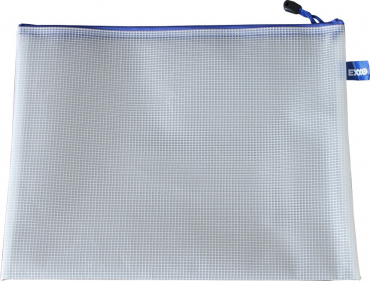 Kleinkrambeutel A4+ Mesh Bag Reißverschlussbeutel aus faserverstärktem EVA PVC-Frei mit blauem Reißverschluss – 5 Stück