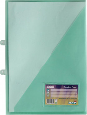 EXXO by HFP Angebotsmappen A4 / Einlegemappen / Sichttaschen A4, aus PP, mit Abheftvorrichtung, Visitenkartenhalter und Innentasche, Farbe: transparent grün- 10 Stück