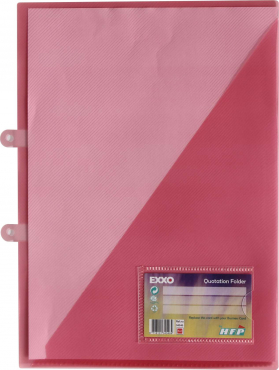 EXXO by HFP Angebotsmappen A4 / Einlegemappen / Sichttaschen A4, aus PP, mit Abheftvorrichtung, Visitenkartenhalter und Innentasche, Farbe: transparent rot- 10 Stück