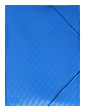 EXXO by HFP Eckspanner / Gummizugmappe / Sammelmappe, A4, aus PP, mit 30mm Füllhöhe, mit Gummizug und 3 Einschlagklappen im Rückendeckel, Farbe: transparent blau– 1 Stück