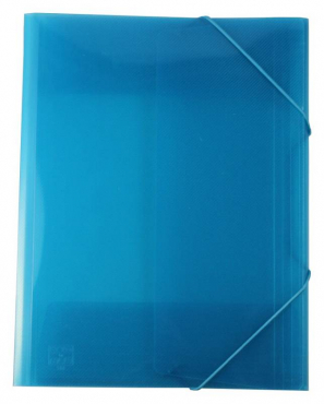 EXXO by HFP Eckspanner / Gummizugmappe / Sammelmappe, A4, aus PP, mit 30mm Füllhöhe, mit Gummizug und 3 Einschlagklappen im Rückendeckel, Farbe: transparent türkis– 1 Stück