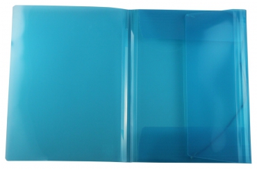 EXXO by HFP Eckspanner / Gummizugmappe / Sammelmappe, A4, aus PP, mit 30mm Füllhöhe, mit Gummizug und 3 Einschlagklappen im Rückendeckel, Farbe: transparent türkis– 1 Stück