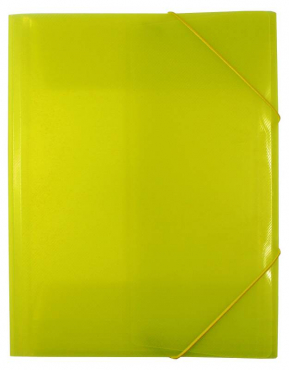 EXXO by HFP Eckspanner / Gummizugmappe / Sammelmappe, A4, aus PP, mit 30mm Füllhöhe, mit Gummizug und 3 Einschlagklappen im Rückendeckel, Farbe: transparent limone– 1 Stück