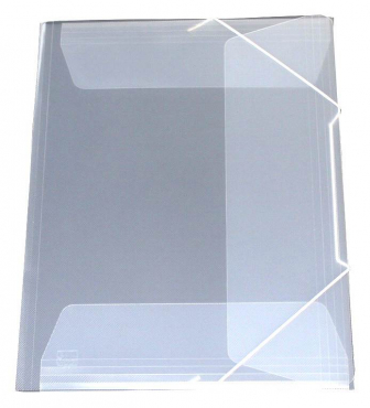 EXXO by HFP Eckspanner / Gummizugmappe / Sammelmappe, A3, aus PP, mit 30mm Füllhöhe, mit Gummizug und 3 Einschlagklappen im Rückendeckel, Farbe: transparent weiß– 1 Stück