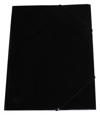 EXXO by HFP Eckspanner / Gummizugmappe / Sammelmappe, A3, aus PP, mit 30mm Füllhöhe, mit Gummizug und 3 Einschlagklappen im Rückendeckel, Farbe: transparent schwarz– 1 Stück