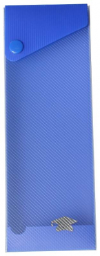 Ausziehbare Stiftebox / Stifteetui / Kleinkrambox, aus PP, mit transparenten Gehäuse und Druckknopf, Farbe: blau – 1 Stück