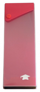 Ausziehbare Stiftebox / Stifteetui / Kleinkrambox, aus PP, mit transparenten Gehäuse und Druckknopf, Farbe: rot– 1 Stück