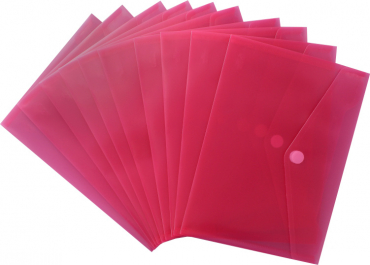 Dokumententaschen Sammelmappen Sichttaschen A5 quer transparent rot - Dokumentenmappe mit Klappe und Klettverschluss - 10 Stück