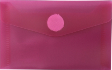 Visitenkartentaschen / Sammeltaschen / Sichttaschen, quer, aus PP,  mit Klappe und Klettverschluss, Farbe: transparent rot- 10 Stück