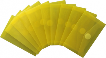 Visitenkartentaschen / Sammeltaschen / Sichttaschen, quer, aus PP,  mit Klappe und Klettverschluss, Farbe: transparent gelb - 10 Stück