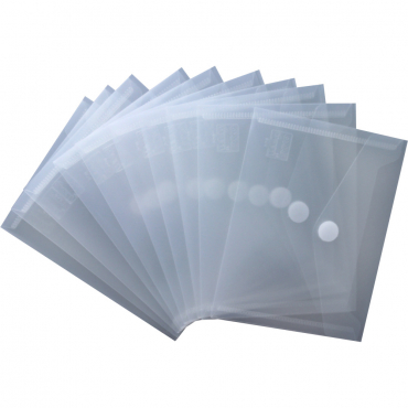 Dokumententaschen Sammelmappen Sichttaschen A6 quer transparent natur- Dokumentenmappe mit Klappe und Klettverschluss - 10 Stück