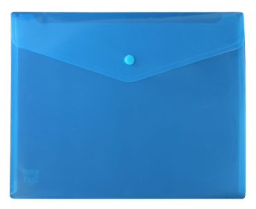 Dokumententaschen mit Druckknopf, A4, quer, transparent blau, aus PP - 10 Stück