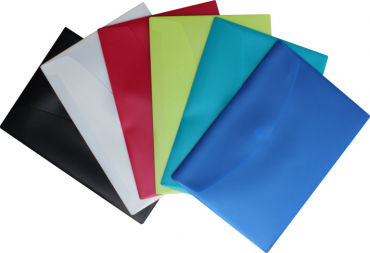 EXXO by HFP Action Wallet - Premium Dokumententasche Sammelmappe A4 quer mit Klettverschluss in opak, Farbe: farblich sortiert - 6 Stück