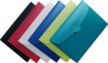 Premium Dokumententasche Sammelmappe A5 quer mit Klettverschluss in opak, Farbe:  farblich sortiert - 6 Stück