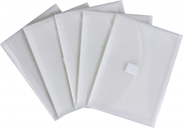 Selbstklebende Dokumententasche A4 quer aus PP-Folie transparent natur, mit Füllhöhe und Klettverschluss – 5 Stück