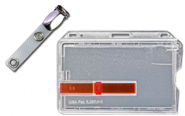 Kartenhalter mit Ausschieber rot mit nylon Clip - 25 Stück